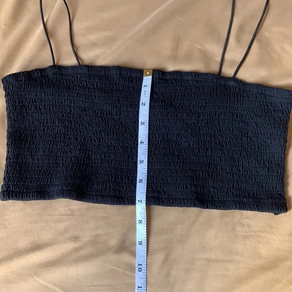 NWOT Maeve Micro Tube Top Spaghetti Strap Smocked Crop Top Black Medium - Picture 13 of 13